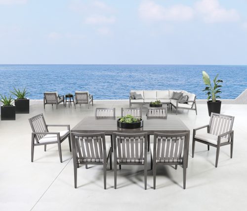 Capri Aluminum and Sling 5 Pc. Dining Set with 48 in. D Slat Top Table